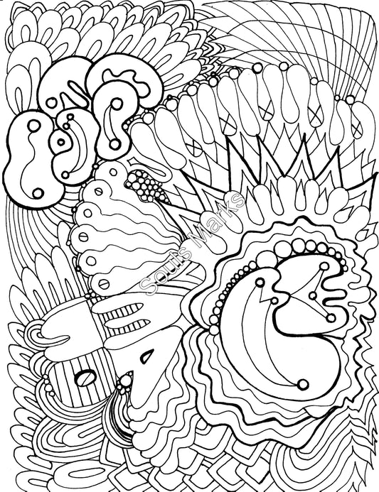 Whimsical Coloring Page-Instant Download