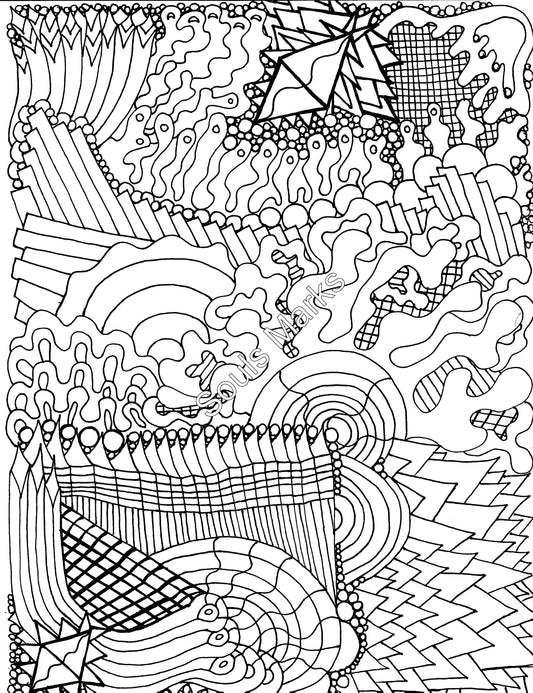 Whimsical Coloring Page-Instant Download