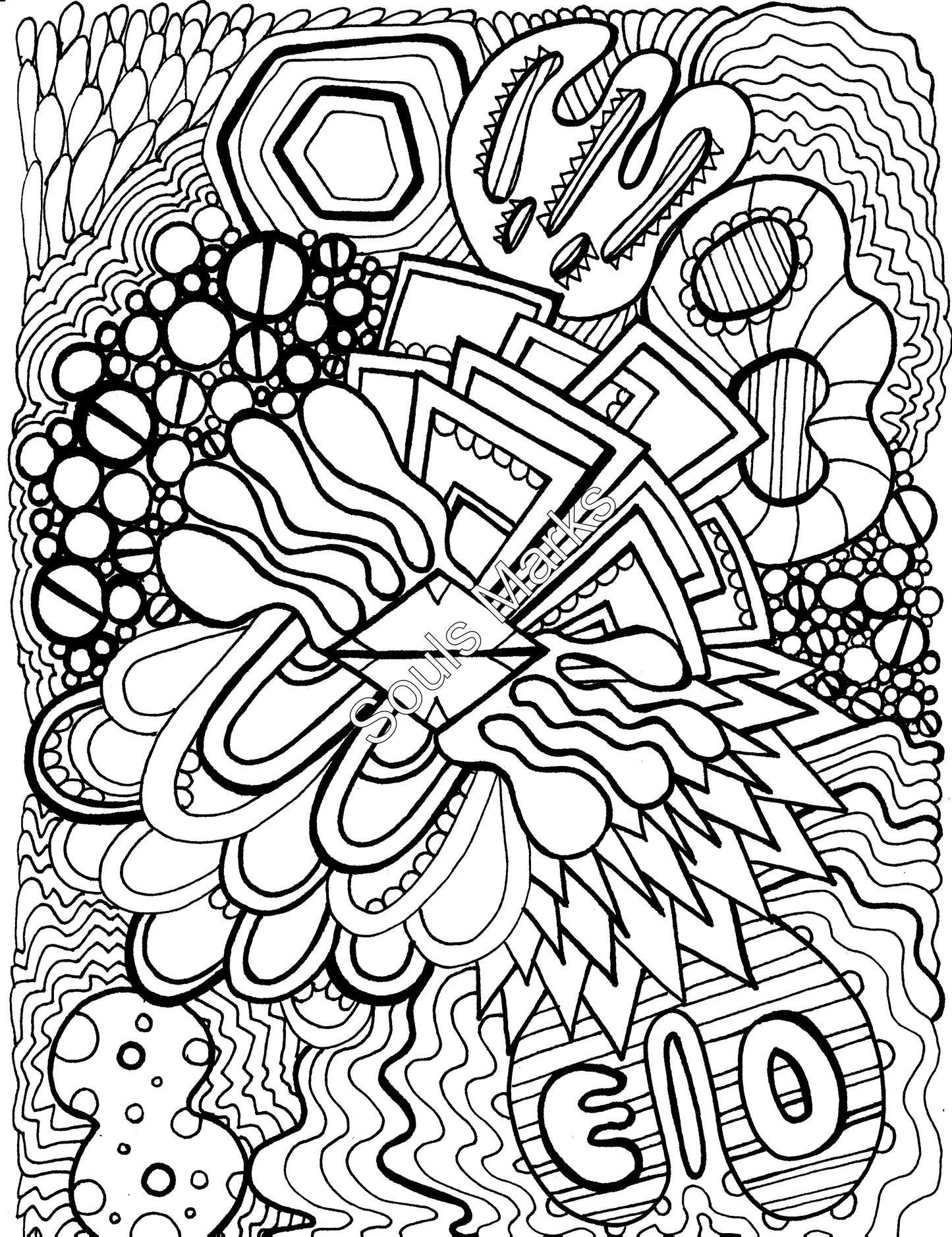 Whimsical Coloring Page-Instant Download