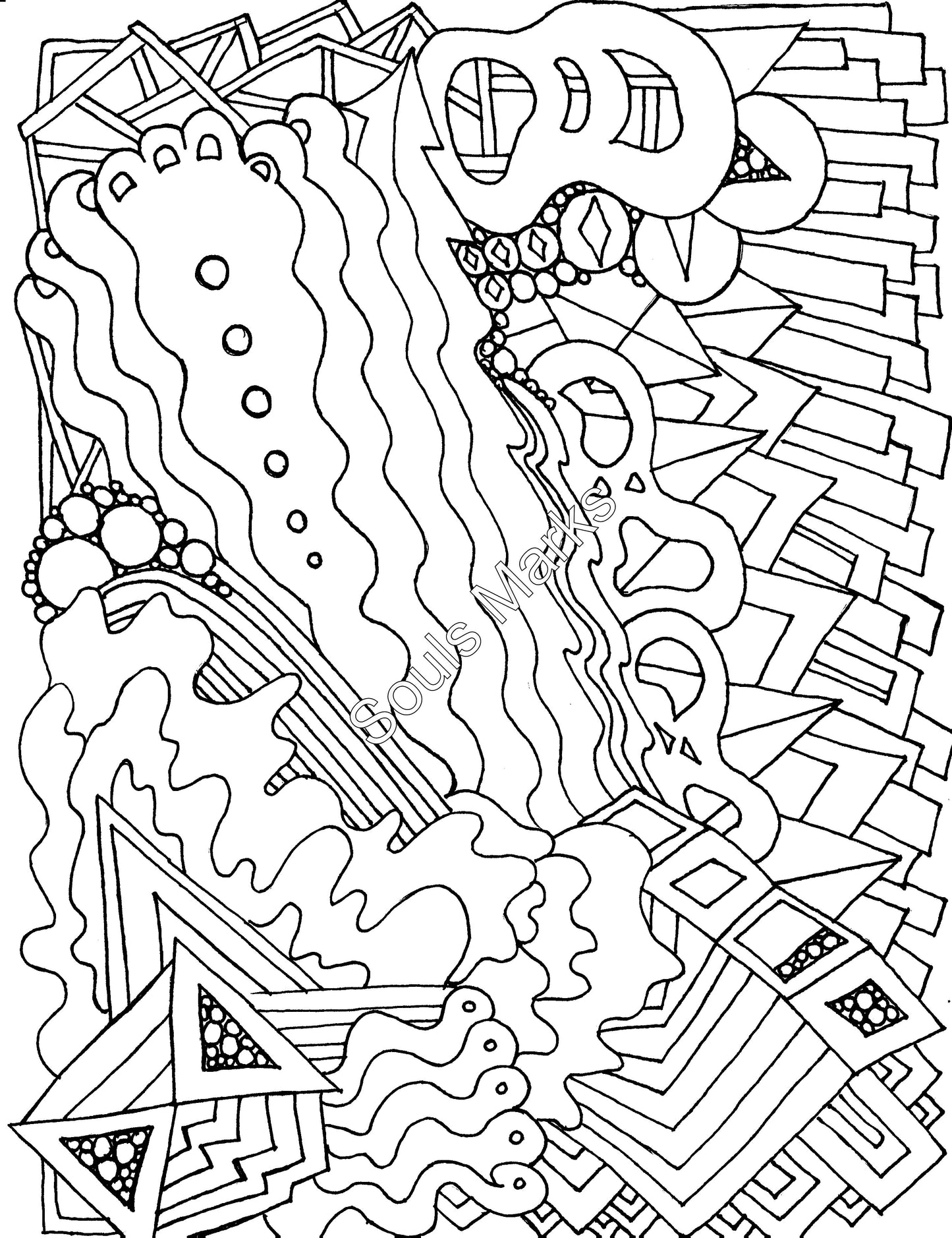 Whimsical Coloring Page-Instant Download