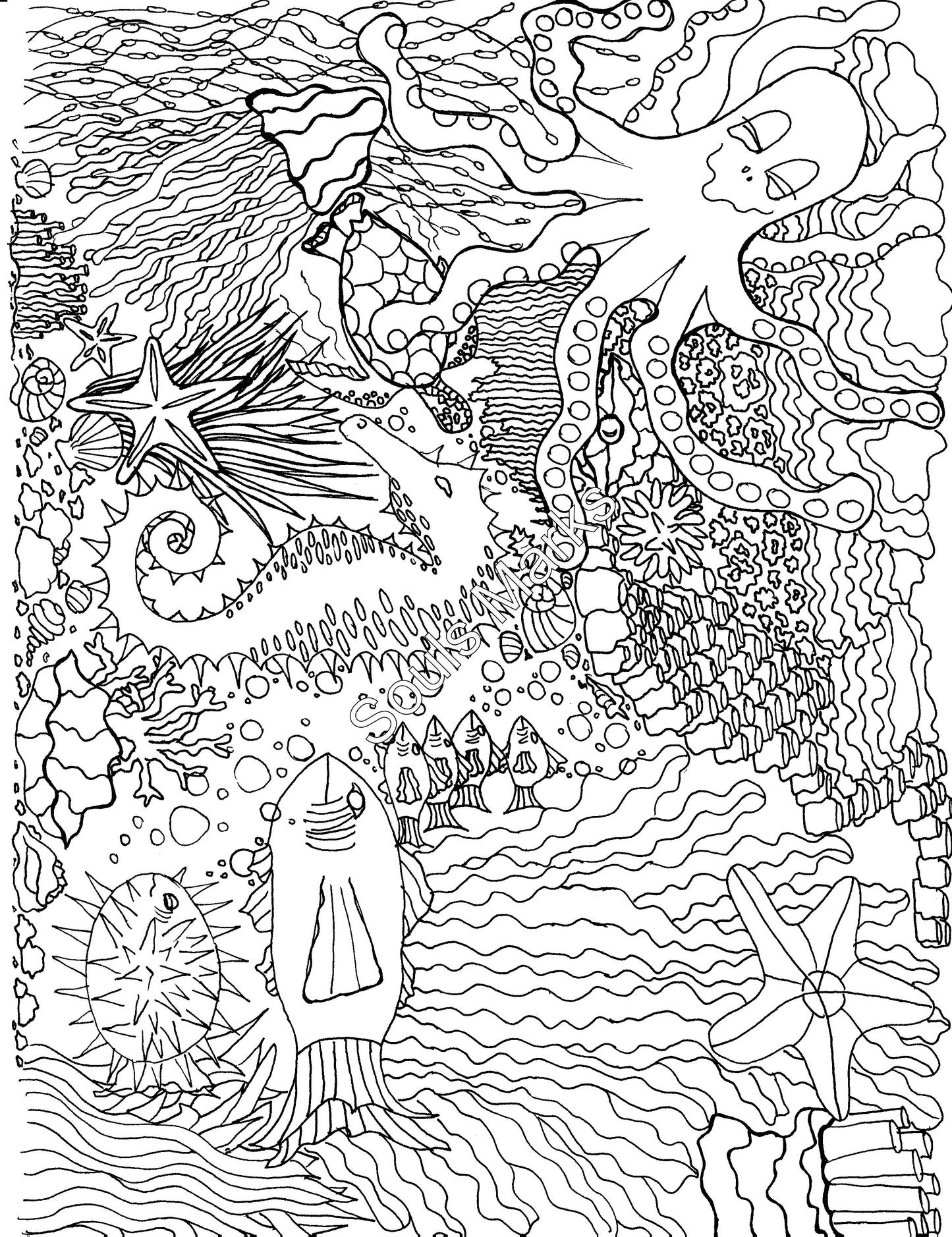 Whimsical Coloring Page-Instant Download