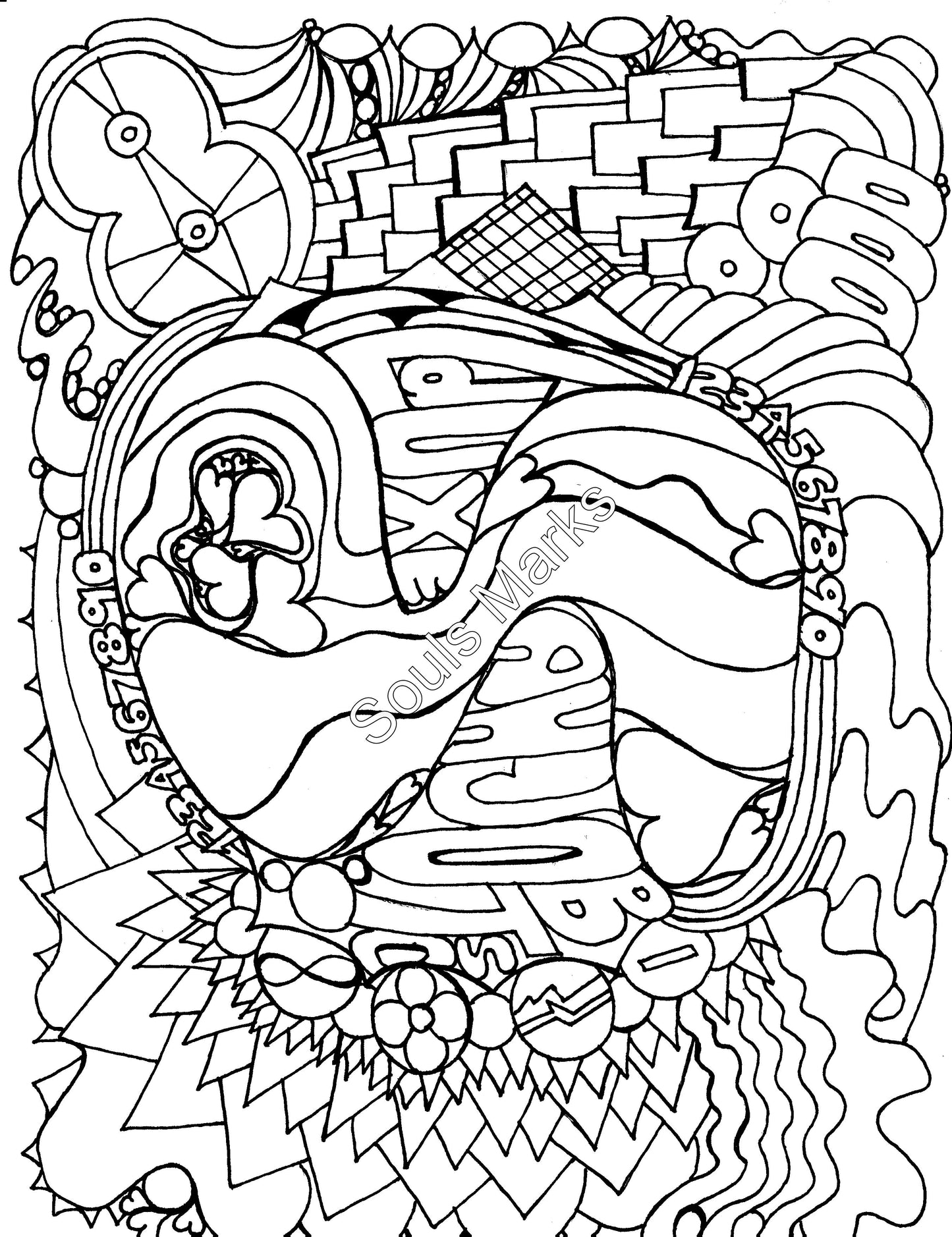 Whimsical Coloring Page-Instant Download