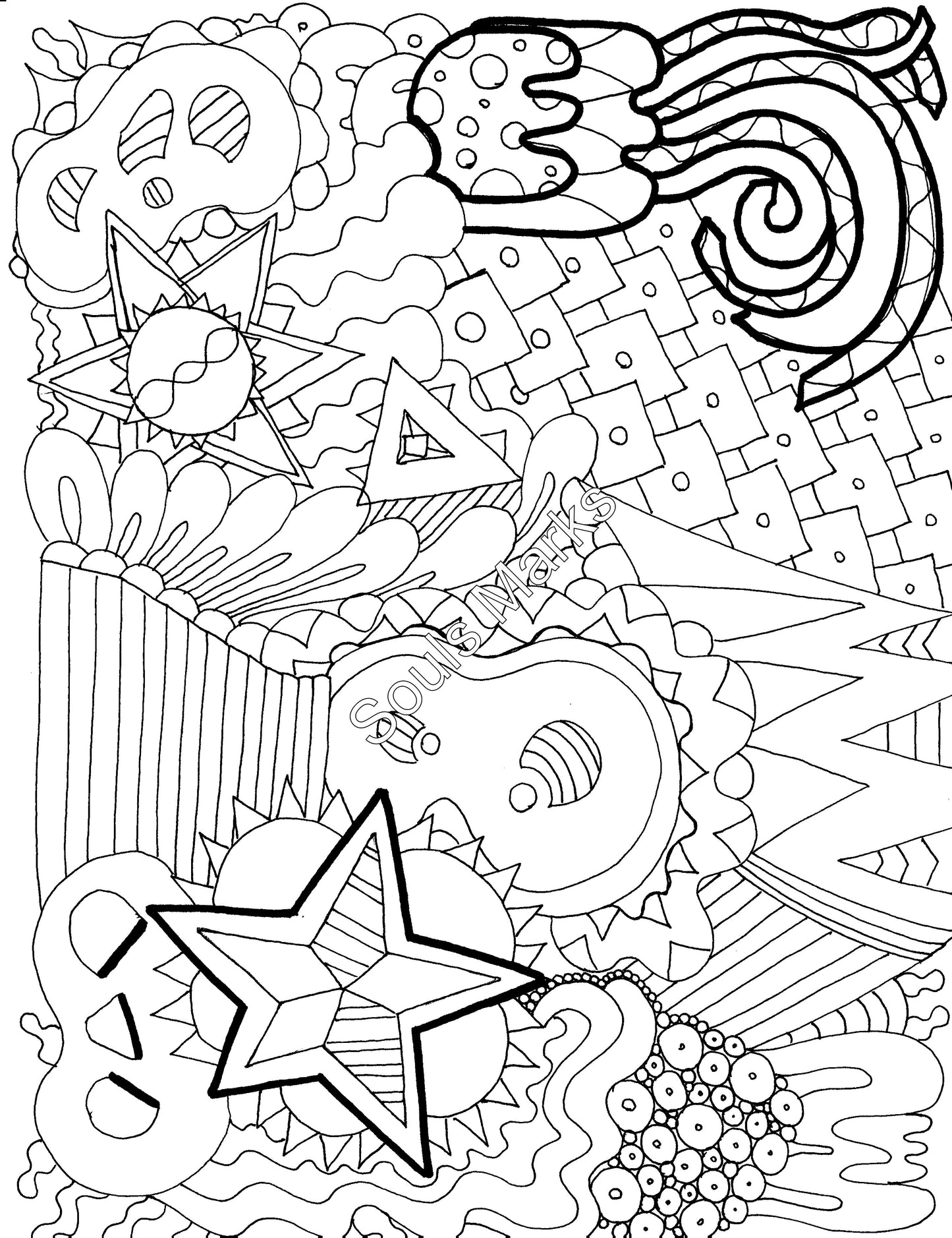 Whimsical Coloring Page-Instant Download