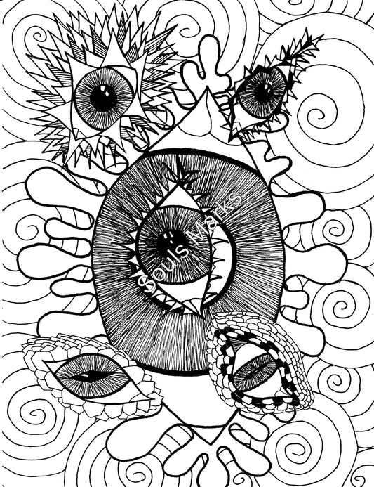 Whimsical Coloring Page-Instant Download