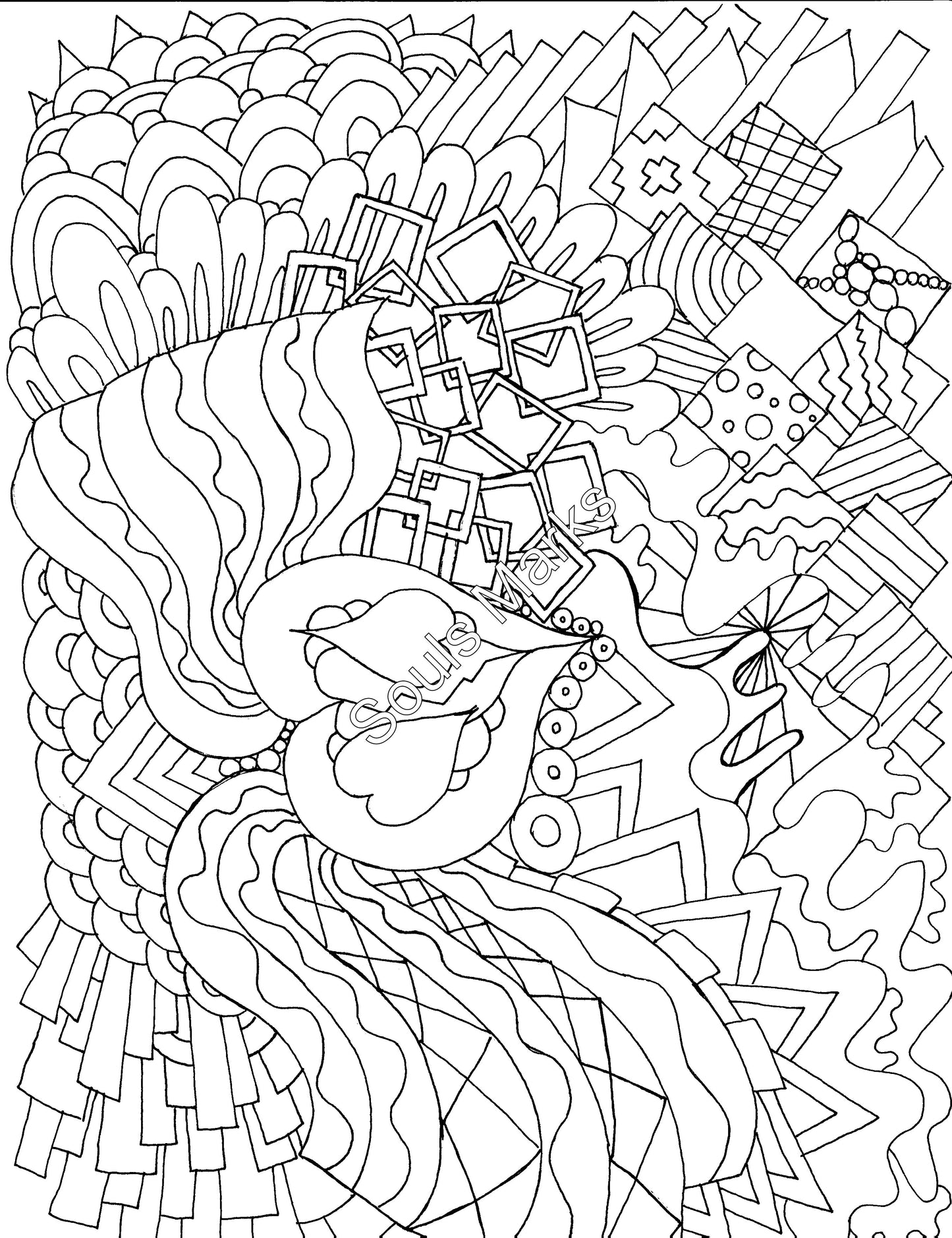 Whimsical Coloring Page-Instant Download