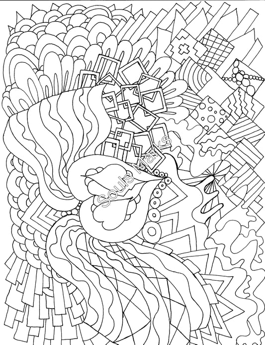 Whimsical Coloring Page-Instant Download