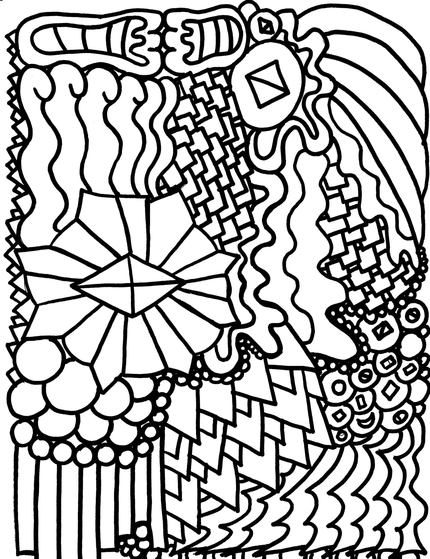 Whimsical Coloring Book Page-Instant Download